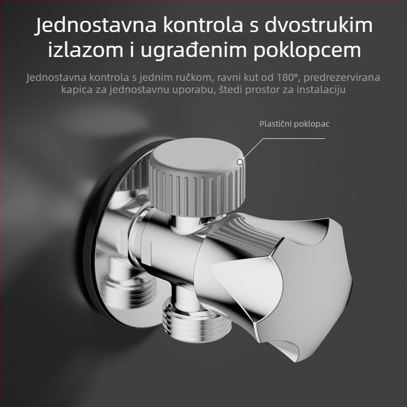 Mesing troputni ugaoni ventil, s jednim ulazom i dva izlaza, model Ap230-5, 193 g