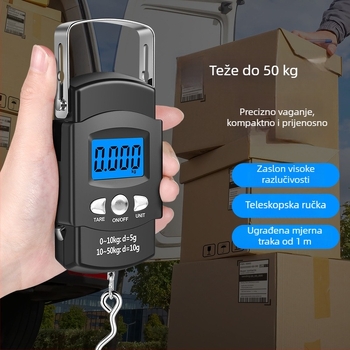 Prenosna digitalna vaga s mjernom trakom – za prtljagu, ribolov i kućnu upotrebu