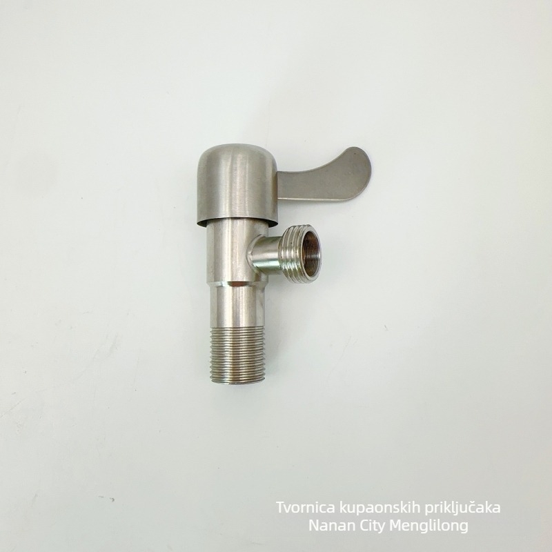 Nehrđajući čelični kutni ventil, zidni, za perilicu, 0–90°C, 0,8 MPa, moderan dizajn