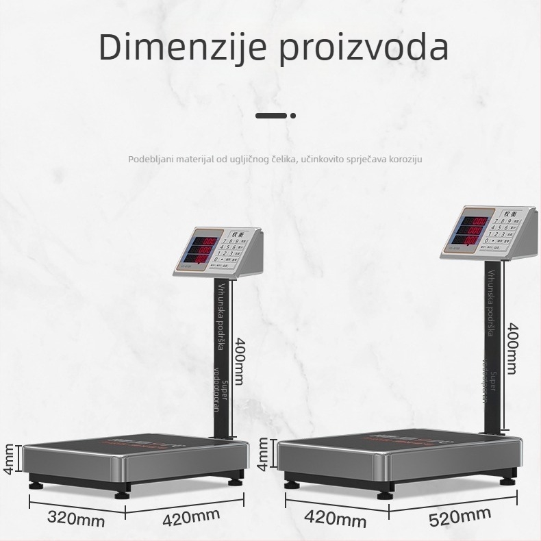 Vodootporna elektronička vaga s platformom 200–300 kg, za supermarket voće i povrće, komercijalna elektronicka vaga za određivanje cijene