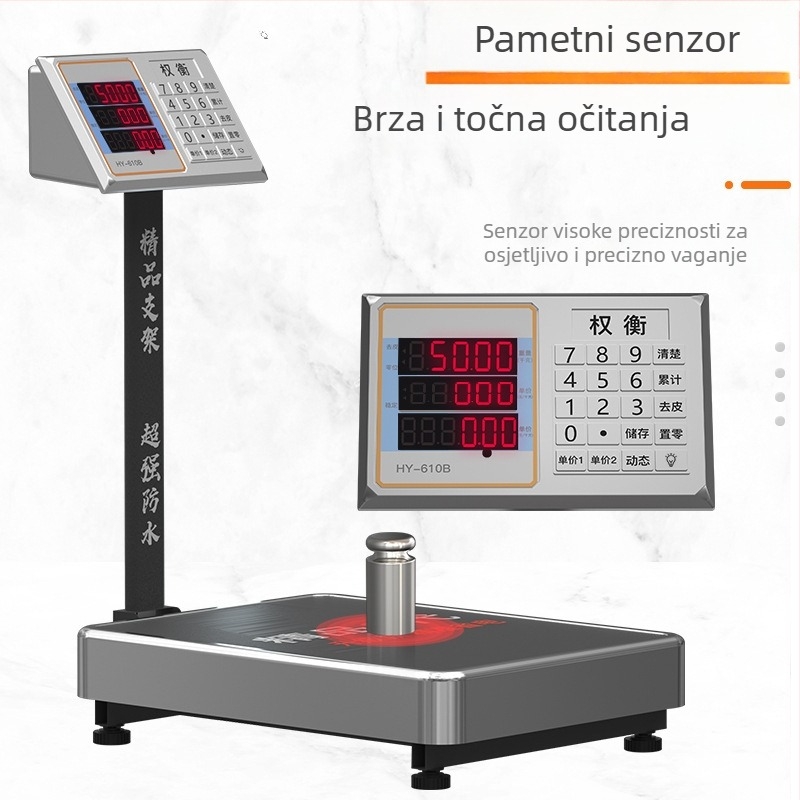 Vodootporna elektronička vaga s platformom 200–300 kg, za supermarket voće i povrće, komercijalna elektronicka vaga za određivanje cijene