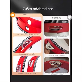 Tamburin s tijelom od oraha, Model 001, Ručno držani glazbeni instrument, Kartonsko pakiranje
