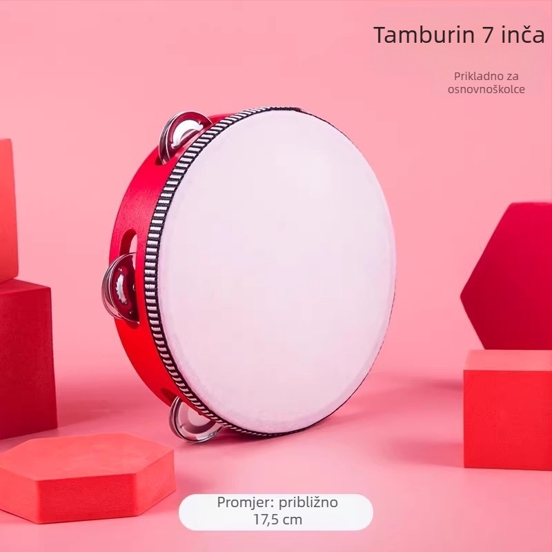 Tamburin s tijelom od oraha, Model 001, Ručno držani glazbeni instrument, Kartonsko pakiranje