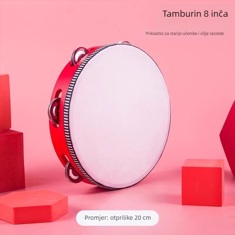 Tamburin s tijelom od oraha, Model 001, Ručno držani glazbeni instrument, Kartonsko pakiranje