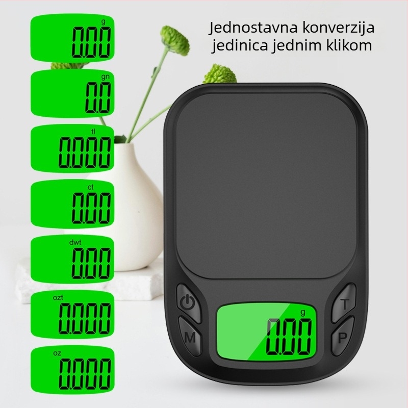 Mini visoko precizna elektronska vaga za nakit, 500 g/0,01 g, model 658, CHANGXIE, napajanje 2xAAA, višefunkcionalna