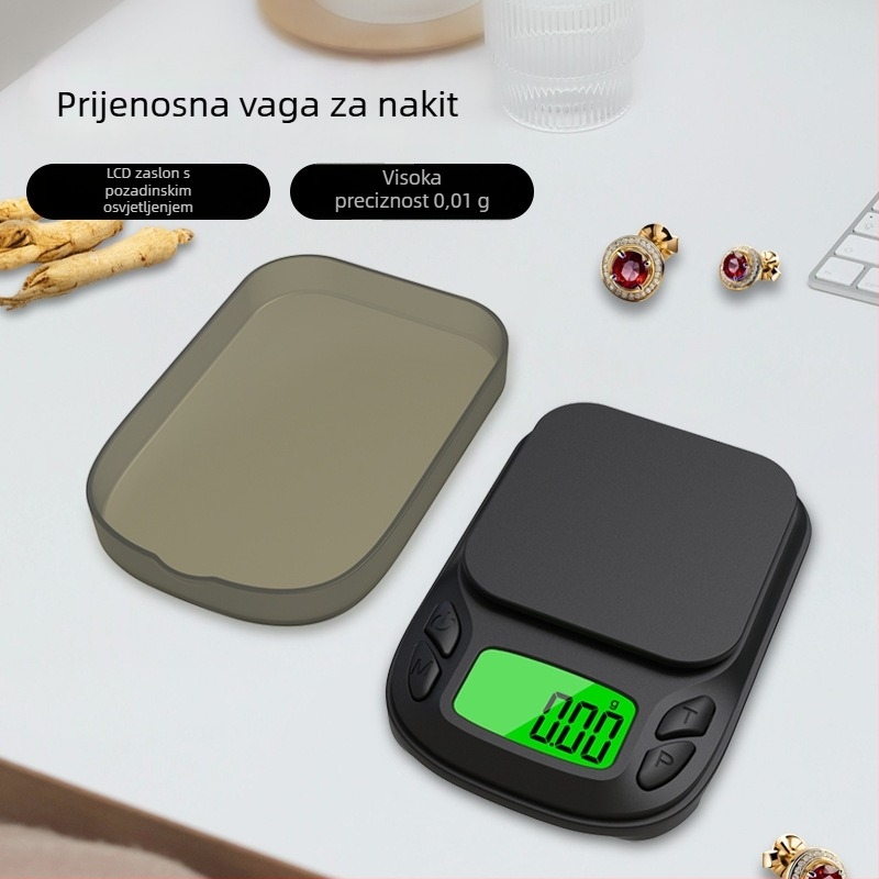 Mini visoko precizna elektronska vaga za nakit, 500 g/0,01 g, model 658, CHANGXIE, napajanje 2xAAA, višefunkcionalna
