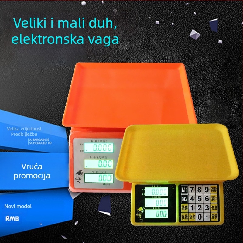 Trgovačka elektronička vaga, kapacitet 30 kg, rezolucija 1 g, za kuhinju i supermarket