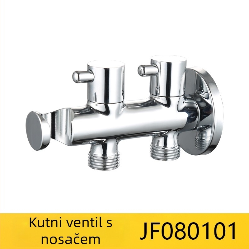 Bakreni ugrađeni troputni razdjelnik vode, ulaz 1, izlaz 2, veza G1/2, model JF080101