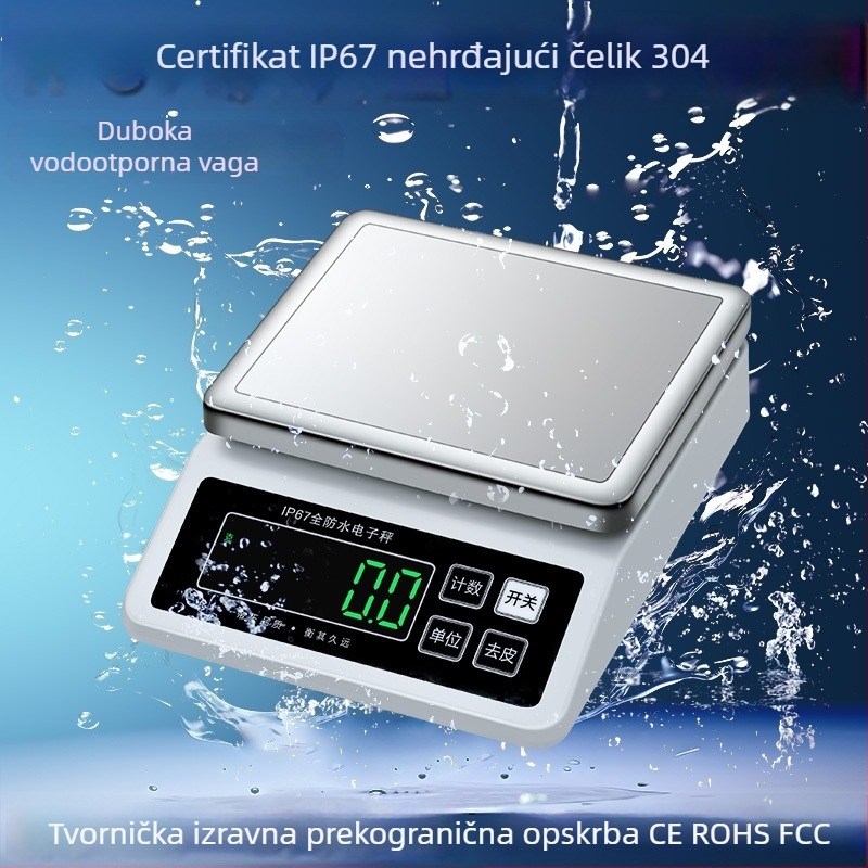 Vaga od 304 nehrđajućeg čelika, duboko vodootporna elektronička vaga za precizno mjerenje i brojanje, punjiva