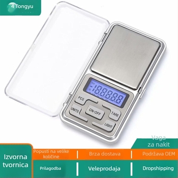 Kućna elektronička vaga, visoke preciznosti za nakit, mini džepna vaga, DIY alat, rezolucija 0,01 g, raspon 200–500 g, prenosna ručna vaga