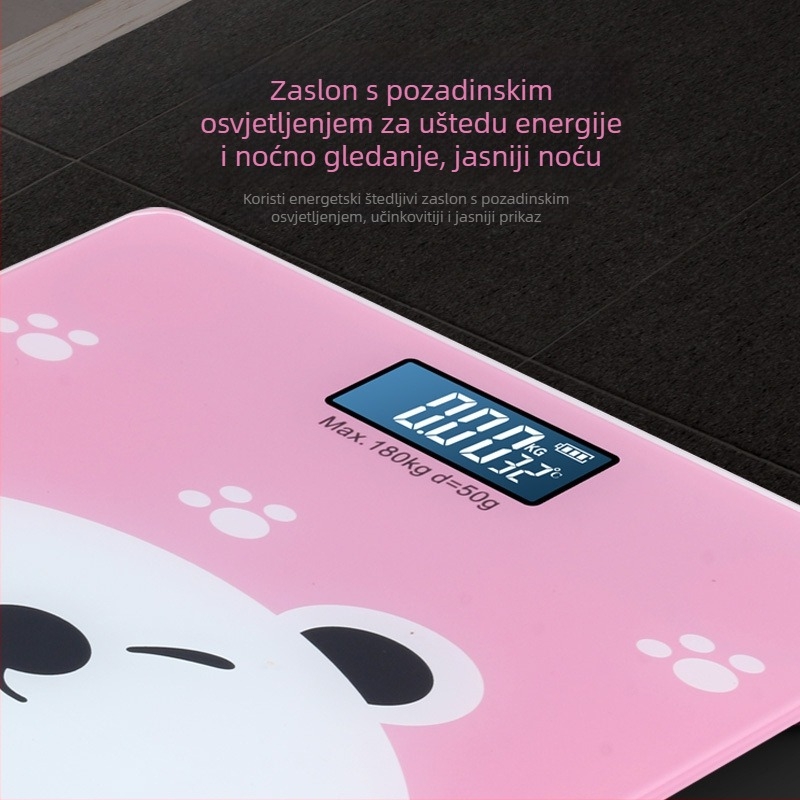 Elektronička vaga za kućnu uporabu s Bluetooth mjerenjem tjelesne masnoće, karikatura dizajn, zdravstvena vaga