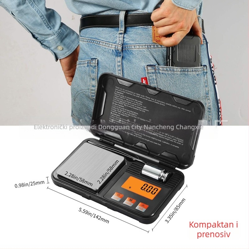 Prenosna elektronička vaga za nakit, visoka preciznost 0.001 g, rezolucija 0.01 g, raspon vaganja 50 g–1 kg, model CX-298, Changxie Electronics