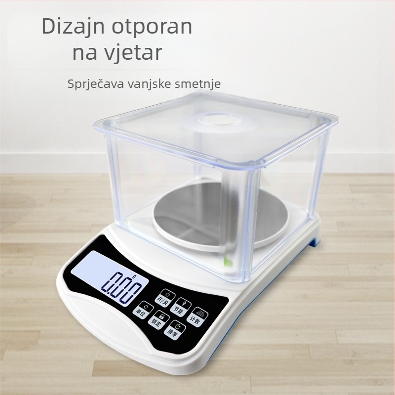 Elektronička vaga za nakit s kapom otporan na vjetar i USB napajanjem, točnost 0,01 g, kapacitet 1000 g, model CX-598B