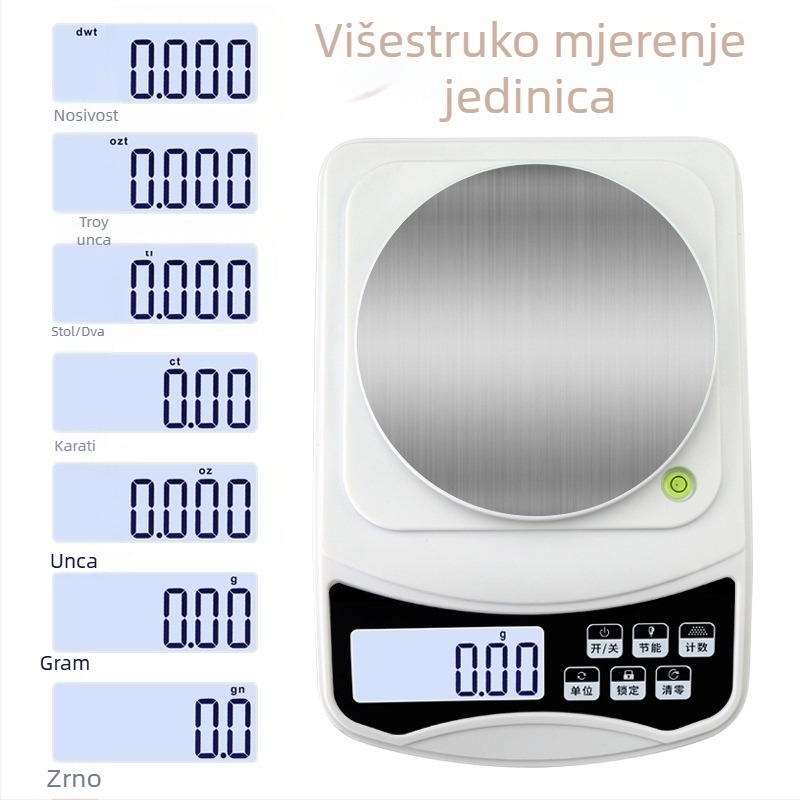 Elektronička vaga za nakit s kapom otporan na vjetar i USB napajanjem, točnost 0,01 g, kapacitet 1000 g, model CX-598B