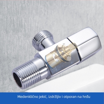 Bakreni kutni ventil za tople i hladne vode, ugradbeni u zid, moderan minimalistički stil