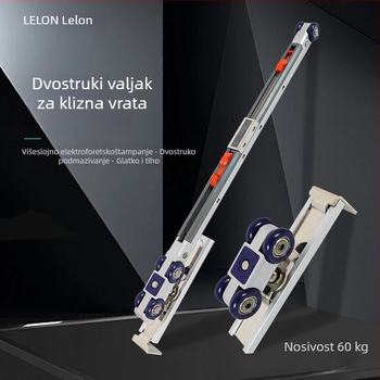 Dvostrani klizna vrata amortizacijski kolut — set od 4 koluta s hidrauličnim visećim kolutom, cink aluminij, M60, vanjski promjer 23,5 mm, promjer osovine 26 mm, nosivost 60 kg