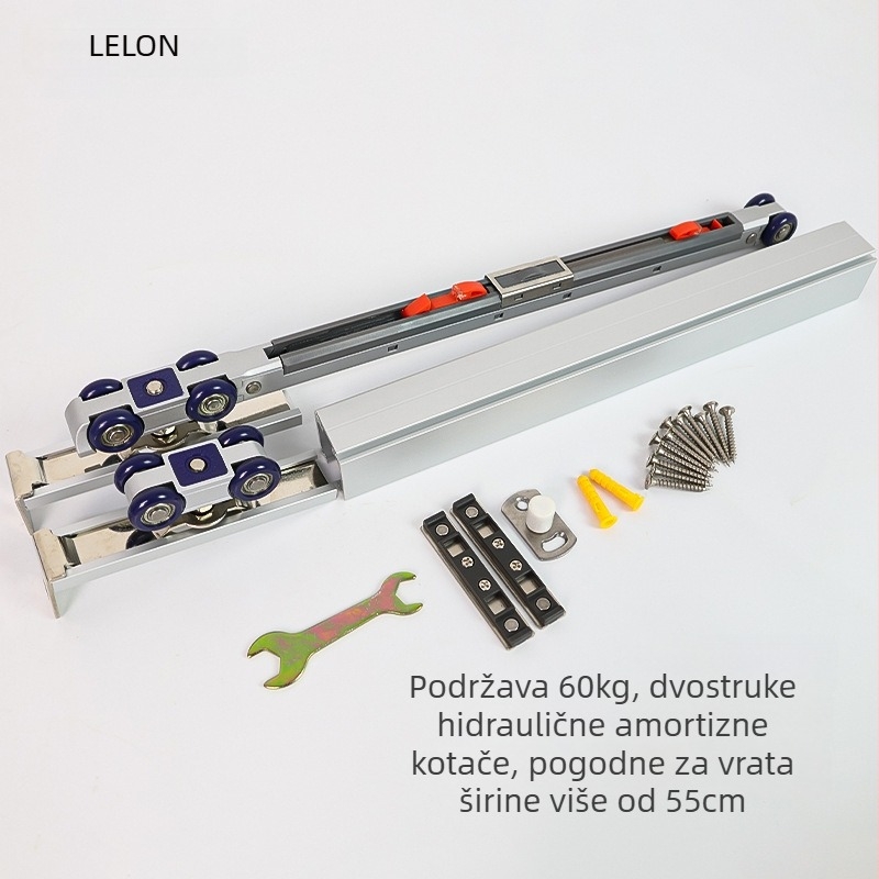 Dvostrani klizna vrata amortizacijski kolut — set od 4 koluta s hidrauličnim visećim kolutom, cink aluminij, M60, vanjski promjer 23,5 mm, promjer osovine 26 mm, nosivost 60 kg