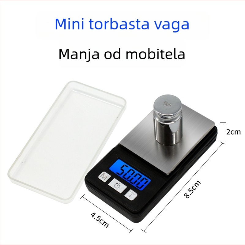 DGGY-201 Mini elektronički vaga za nakit, kapacitet 500 g, elektroničko mjerenje, napajanje 2x AAA