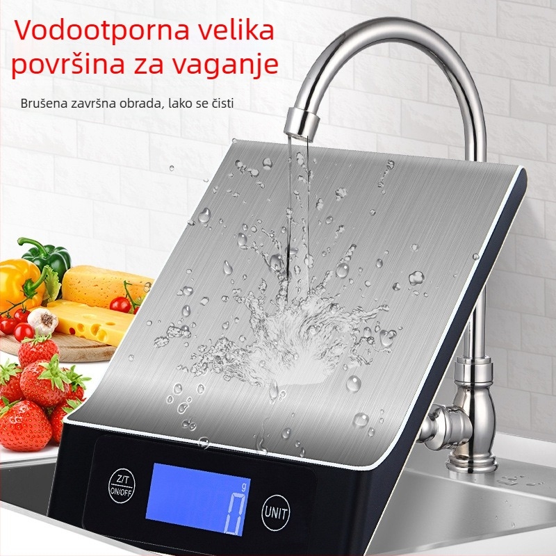 Kuhinjska vaga od nehrđajućeg čelika, kapacitet 15 kg, elektronička platforma CX-2017