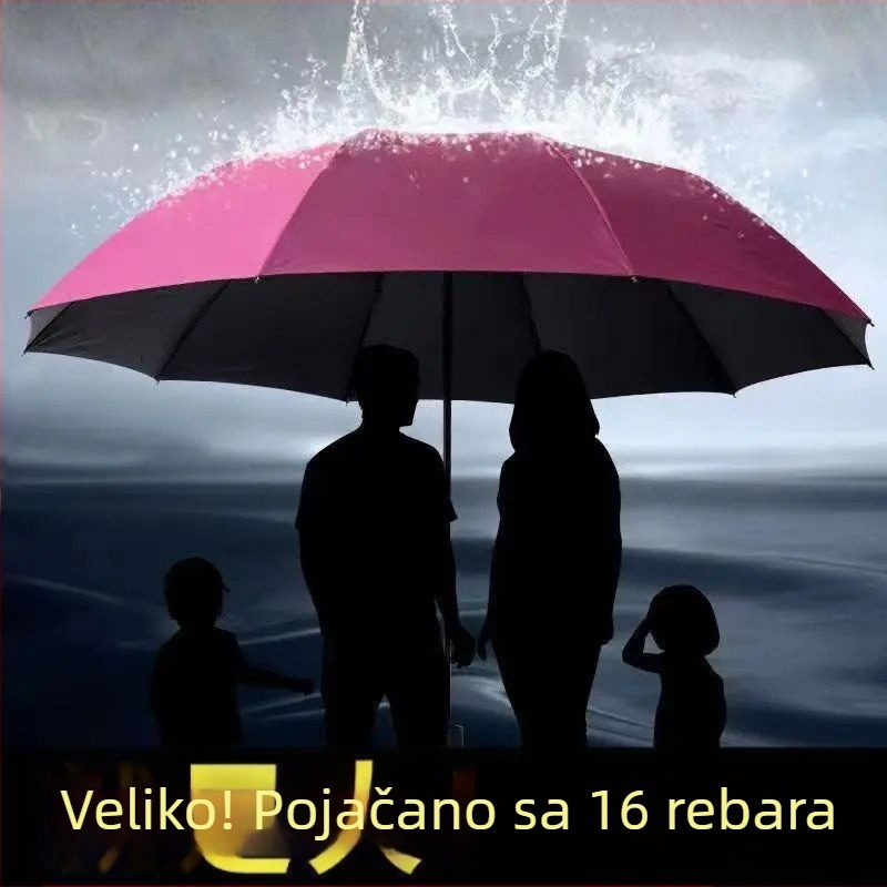 Sklopivi kišobran, otporan na vjetar, s 10 rebara (UPF50+, ručno otvaranje)
