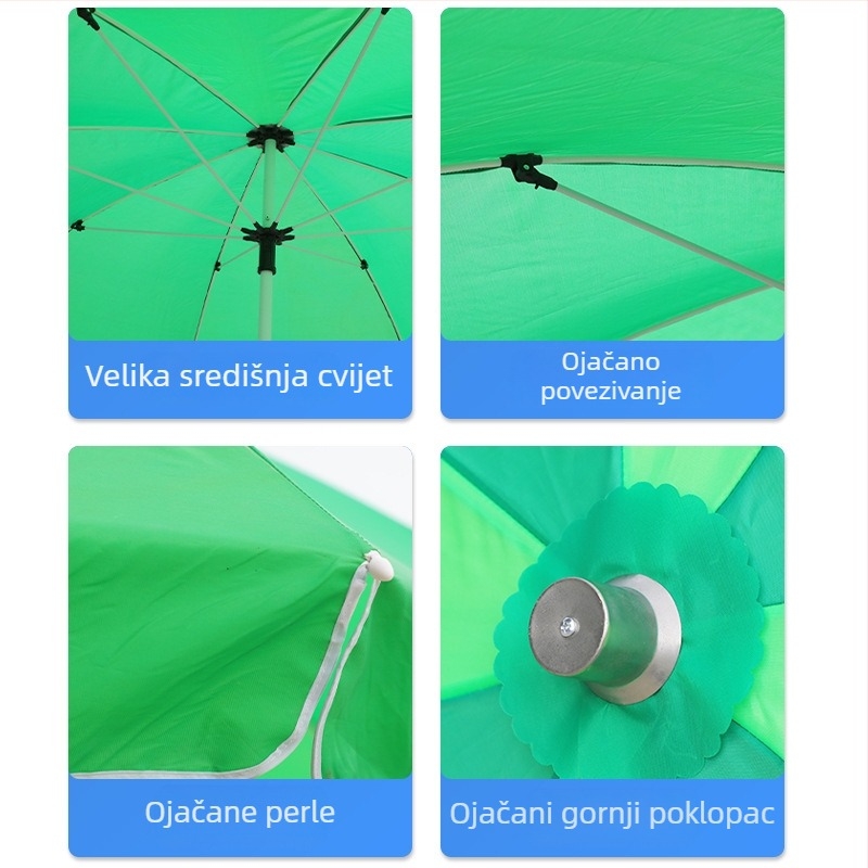 Reklamna suncobran s logotipom, 8 rebara, 210T tkanina, UPF>40, ručno otvaranje i zatvaranje