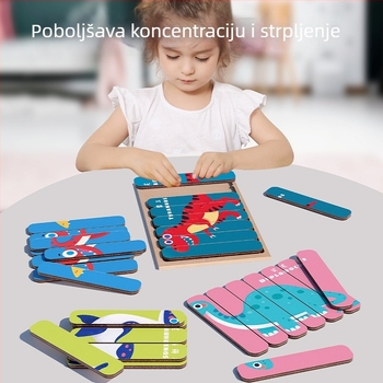 Drvena slagalica s dinosaurima i životinjama – edukativna igra za djecu 4–6 godina, prilagodljivi uzorci, privatna oznaka dostupna