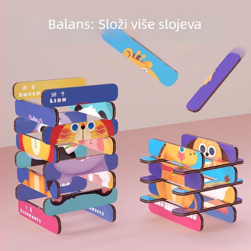 Drvena slagalica s dinosaurima i životinjama – edukativna igra za djecu 4–6 godina, prilagodljivi uzorci, privatna oznaka dostupna