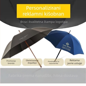 Golf kišobran s ugrađenim USB ventilatorom, 8 rebara od vlaknastog materijala, aluminijski štap, radijus 64,5 cm, mogućnost prilagođenog logotipa