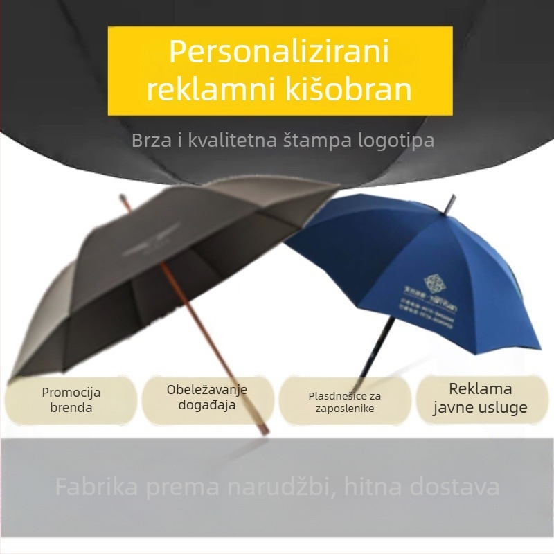 Golf kišobran s ugrađenim USB ventilatorom, 8 rebara od vlaknastog materijala, aluminijski štap, radijus 64,5 cm, mogućnost prilagođenog logotipa