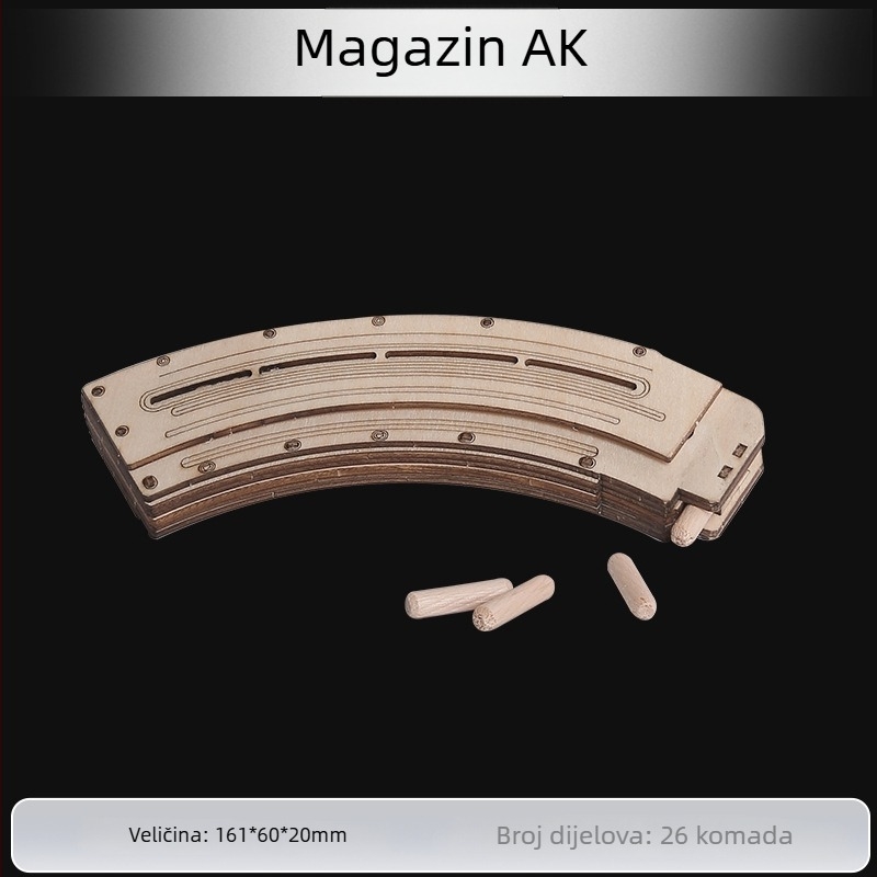 Drveni AK-47 3D puzzle za slaganje – DIY model (drvo, 3D puzzle, DIY-friendly, prilagodba dostupna, za uzrast 14+)