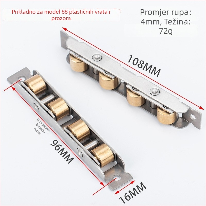 Top Valley klizna prozorska rolna – nehrđajući čelik, četverokanalska točkić, set od 2 kom.