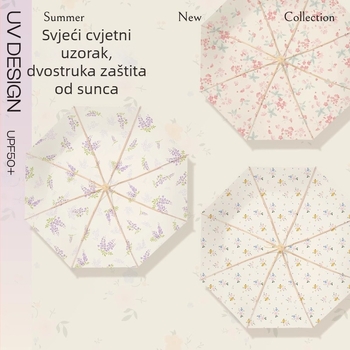Dvoslojni sunčani kišobran s UV zaštitom UPF>50, 8 rebara od aluminija, osovina od legure, drška od čvrstog drveta, platno Impact 190T, ručno otvaranje i zatvaranje, moguće tiskanje logotipa, prilagodljivo
