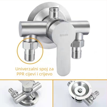 304 nehrđajući čelik, zidni miješalica za toplu i hladnu vodu za kupaonicu i tuš, keramički jezgreni ventil