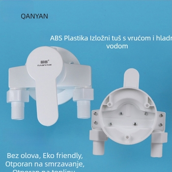 Zidni miješajući tuš ventil – ABS plastika, keramički disk, model Tg11; za solarne grijače vode; miješa toplu i hladnu vodu; radna temperatura oko 50°C; nominalni tlak 4–8 bar
