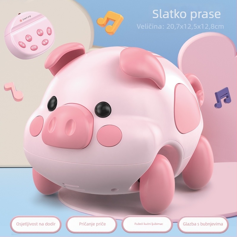 Interaktivna edukativna igračka za dojenčad — puzajući prasac s dodirnom senzom, pričama i glazbom (plastika, litijska baterija, za uzrast 0–3)