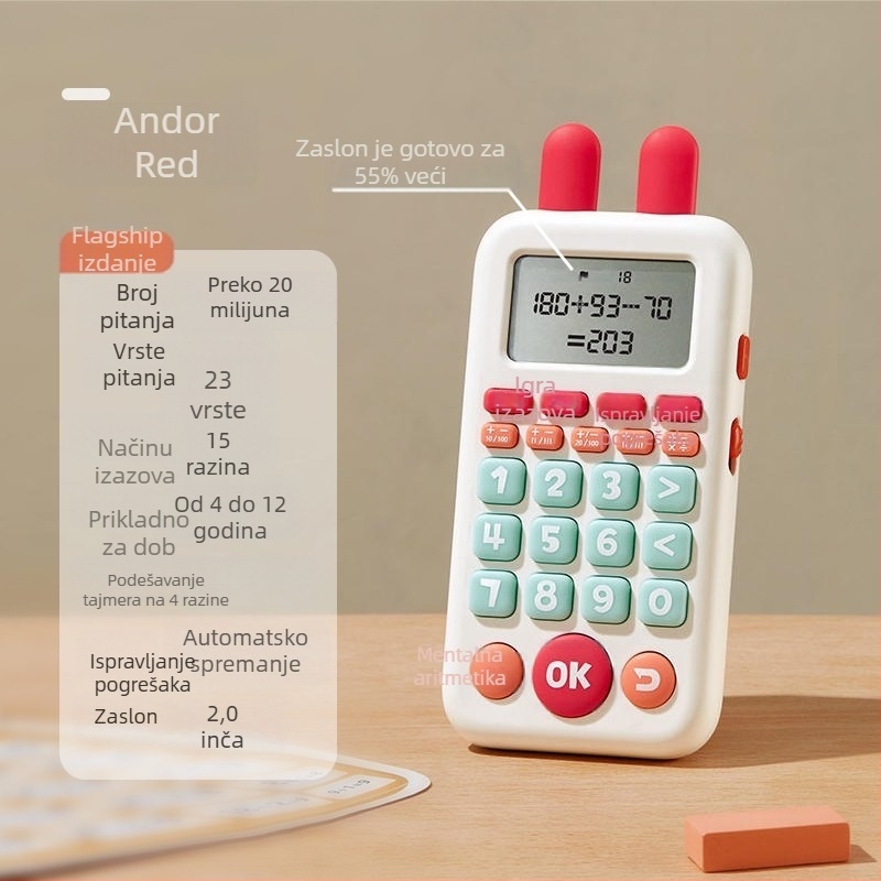 Učenje mašine za ranu matematičku edukaciju – Električno, Punjivo, s glazbom, ABS, litij-ionska baterija, za djecu 7–14 godina