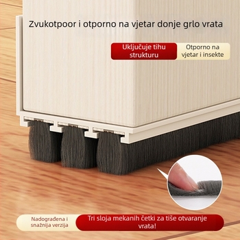 Donja brtvila vrata, samoljepljiva silikon brtvila, protiv insekata i smanjenje buke, za unutarnja vrata; modeli 6942368608075/6942368608082; brenda ASZLSNA; otporna na visoke temperature, habanje, starenje i koroziju.