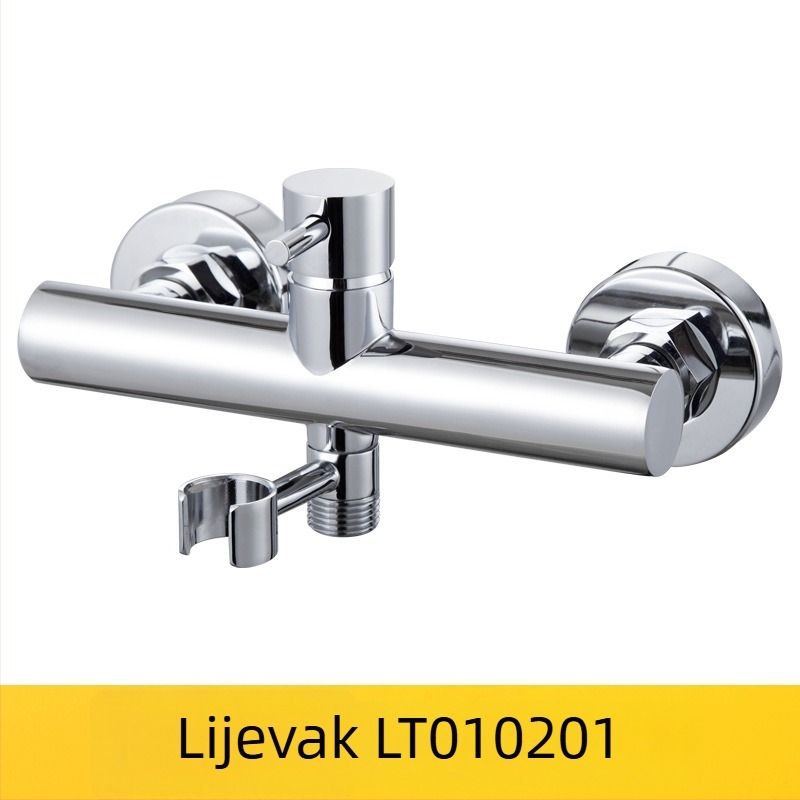 LT010201 Kupaoni miješajući ventil za grijanje vode – bakreni, s nosačem, otvorena ugradnja, kromirani završetak, 0.8 MPa, 90°C, 230 L/h
