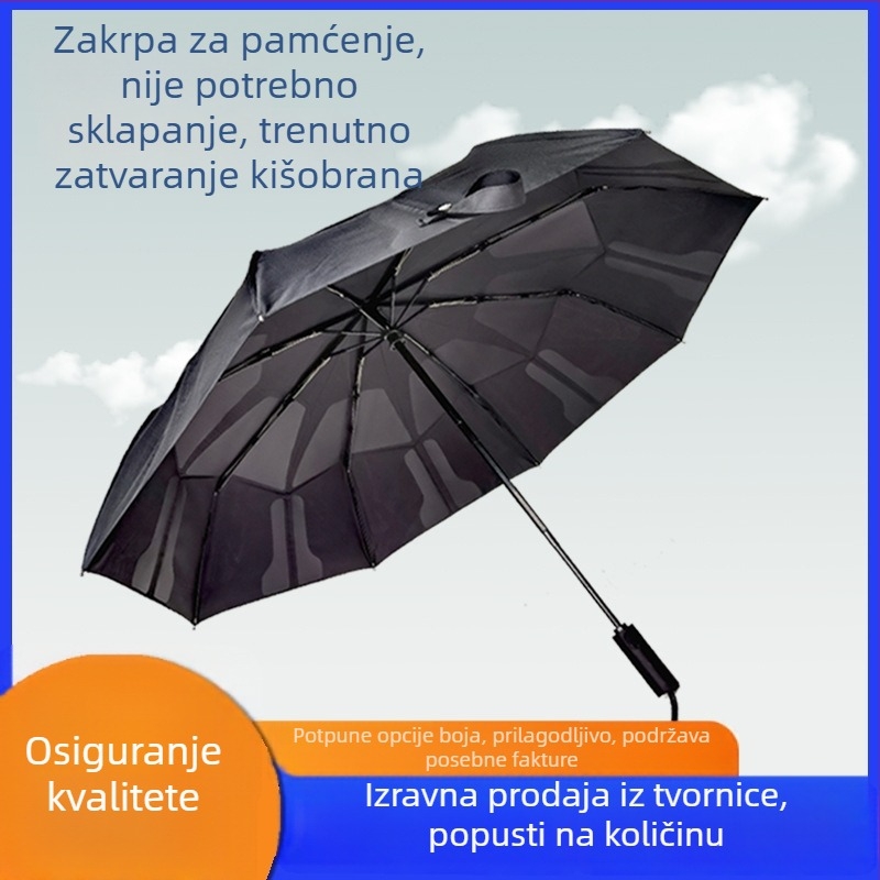 Prilagodljivi trodijelni automatski kišobran za muškarce, velika veličina, vrhunski poslovni kišobran za kišu i sunce.