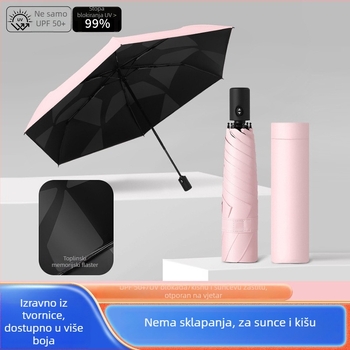 Automatski kišobran u dizajnu perja s UV zaštitom UPF>50, 6 vlaknastih rebara, tkanina 210T s vinilnim ljepilom, moguć tisak logotipa