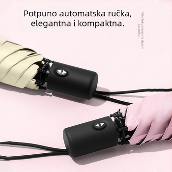 Automatski kišobran u dizajnu perja s UV zaštitom UPF>50, 6 vlaknastih rebara, tkanina 210T s vinilnim ljepilom, moguć tisak logotipa