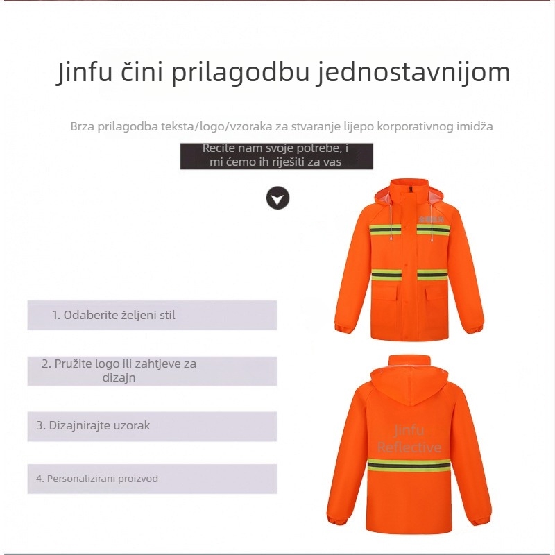 Yujinfu Set podijeljenog kišnog kaputa i hlača za službene sanitarne/gradilišne poslove, poliester taft, debljina tkanine 1.1 mm, obična debljina kišnog kaputa, PU ljepilo i PVC vodootporni sloj
