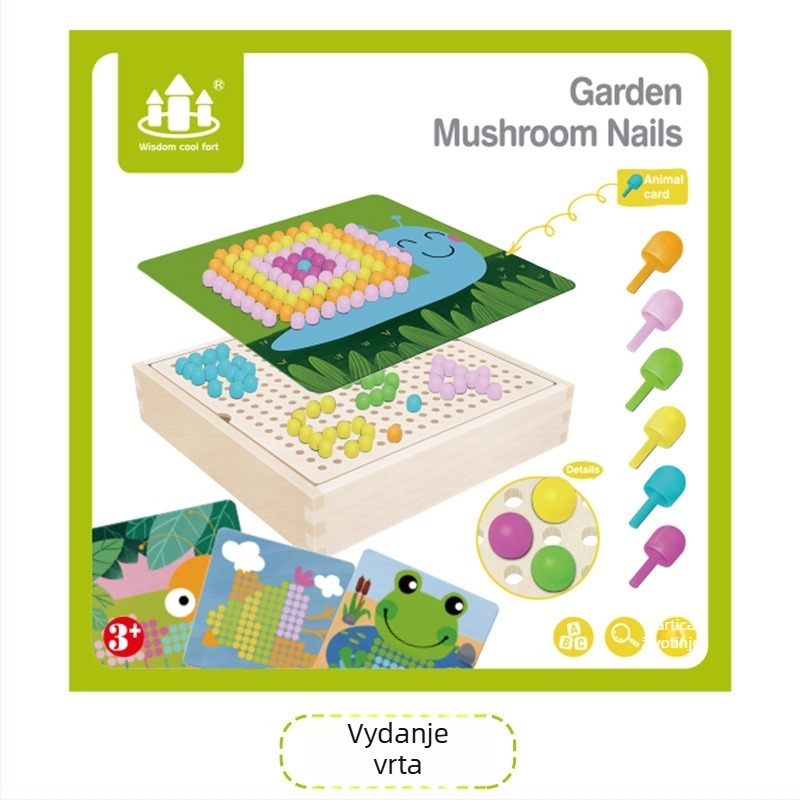 Drveni puzzle s gljivičnim klinovima za djecu, 3D slagalica, uzrast 4–6 godina, prilagođene slike, drvena igračka (3C)