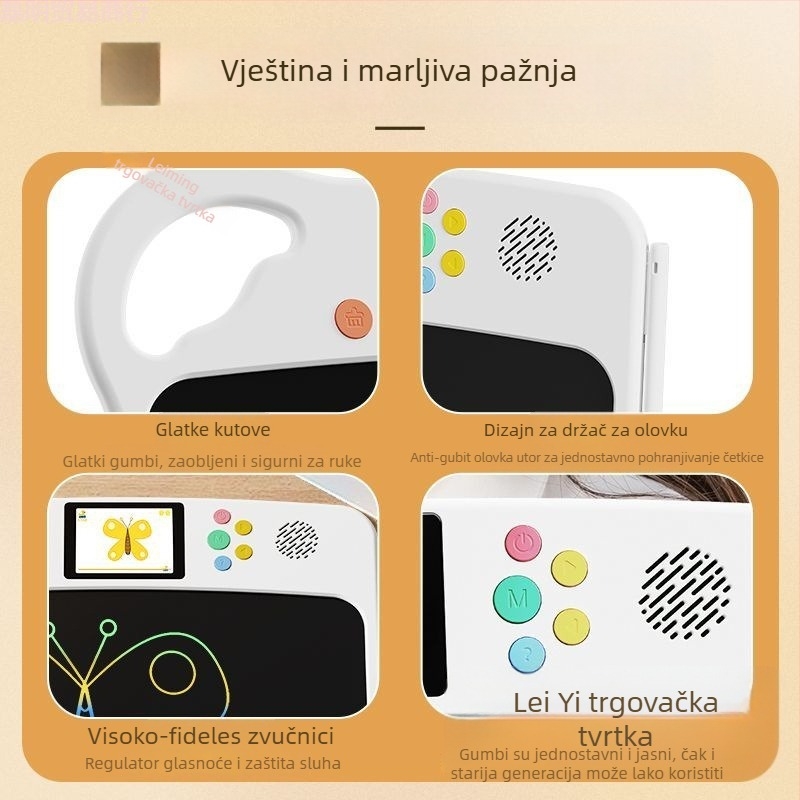 Obrazovna ploča za crtanje s učenjem slova i engleskog (Pinyin); glazbena funkcija; za djecu 4-6 godina; šifra proizvoda B8w34tpj