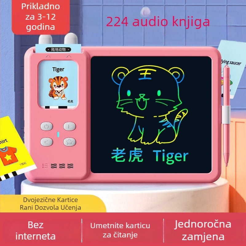 Obrazovna ploča za crtanje s učenjem slova i engleskog (Pinyin); glazbena funkcija; za djecu 4-6 godina; šifra proizvoda B8w34tpj