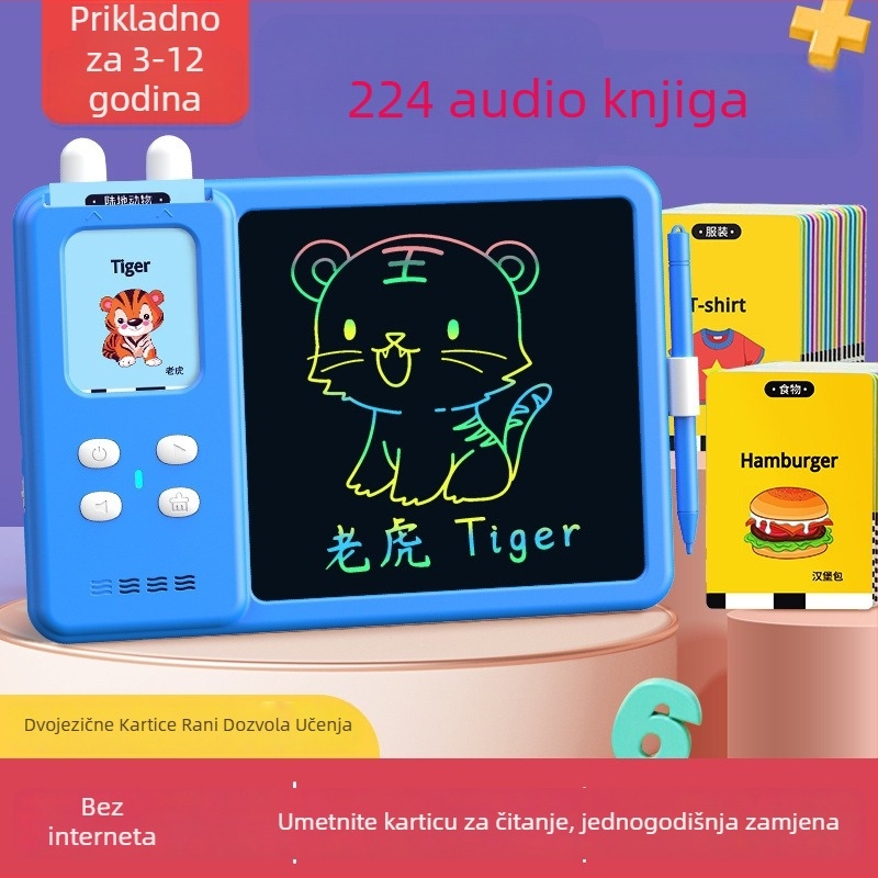 Obrazovna ploča za crtanje s učenjem slova i engleskog (Pinyin); glazbena funkcija; za djecu 4-6 godina; šifra proizvoda B8w34tpj