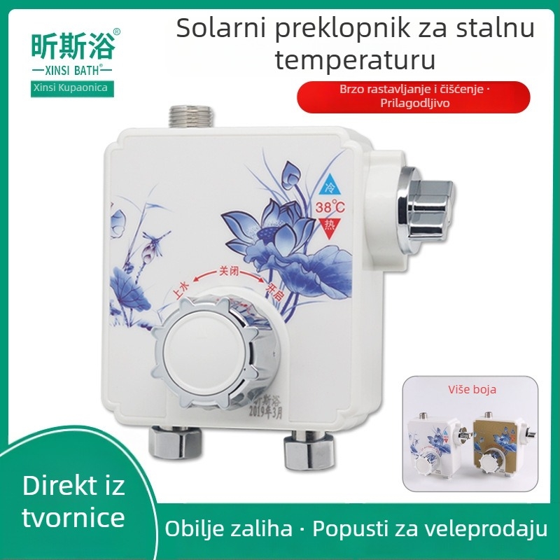 Ventil miješanja s konstantnom temperaturom za solarni/električni bojler – Model 2016; Radni tlak 0.1-8 MPa; Hladna 0-35°C, Vruća 45-95°C; Izlazni protok 2; Promjer Ø20 mm; Branda Xin Si Bath; Moderno minimalistički stil