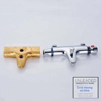 Trostruki tuš miješalica s termostatskom kontrolom, skrivena instalacija, bakarno tijelo, kromirani završni sloj, model 831B, radna temperatura 20–50°C