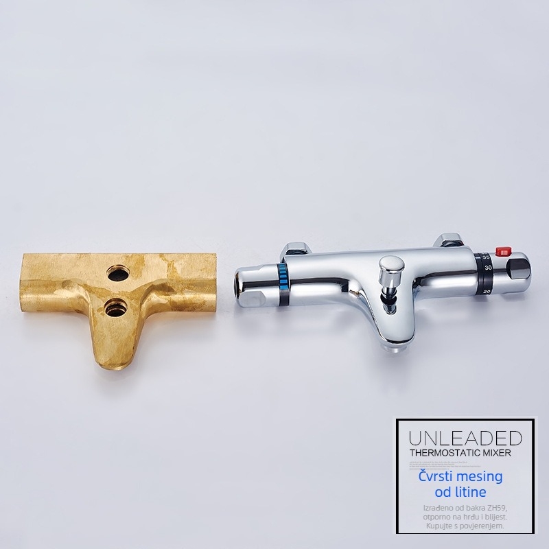 Trostruki tuš miješalica s termostatskom kontrolom, skrivena instalacija, bakarno tijelo, kromirani završni sloj, model 831B, radna temperatura 20–50°C