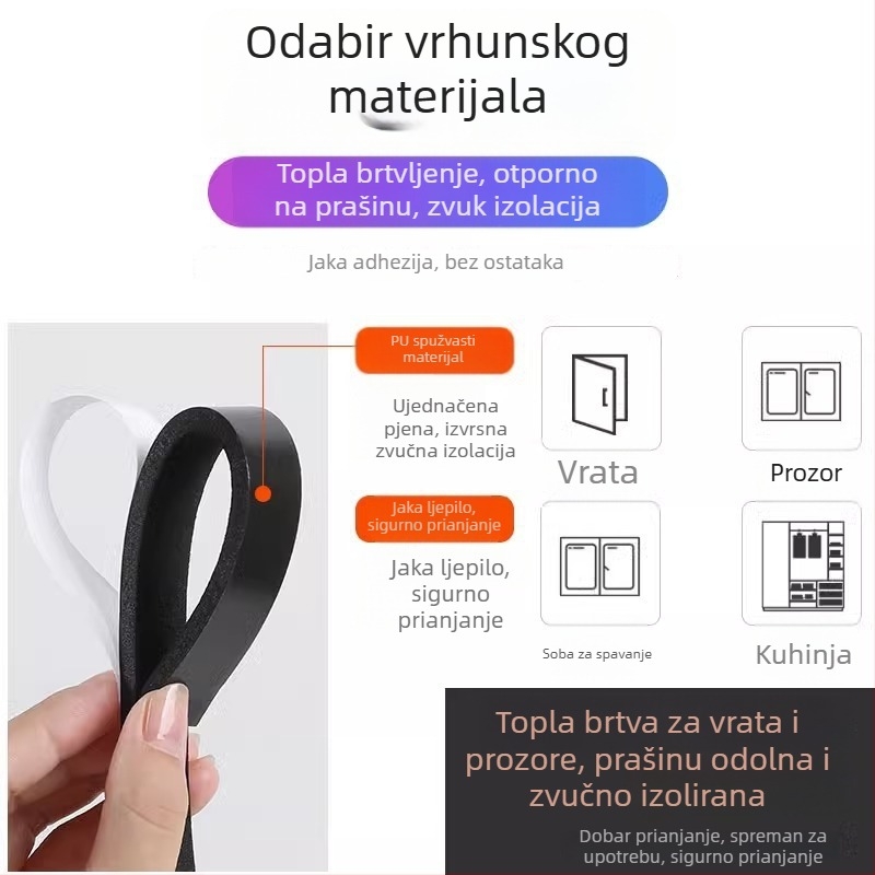 Brtvna traka za spoj pod vratima — zvučna izolacija, otpornost na vjetar i blokiranje svjetla, za ulazna, spavaća i unutarnja vrata